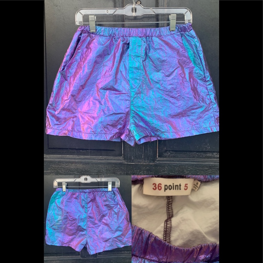 Iridescent windbreaker shorts